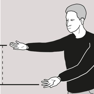 Darstellung der mangelnden Koordination der Arme nach Schlaganfall