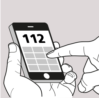 Darstellung Notrufnummer "112" wählen mit Smartphone