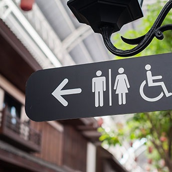 Wegweiser für Toiletten