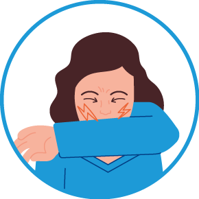 Piktogramm in Armbeuge niesen