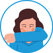 Piktogramm in Armbeuge niesen