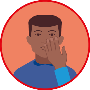 Piktogramm Nicht ins Gesicht fassen