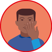 Piktogramm Nicht ins Gesicht fassen